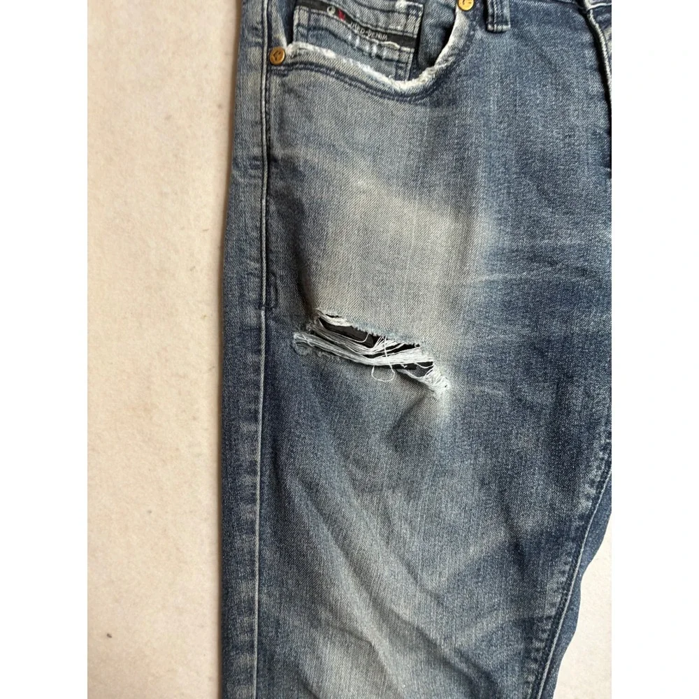 Fried Denim Mens Slim Fit Distressed Ripped Jeans Blue 32x30‎ skate grunge